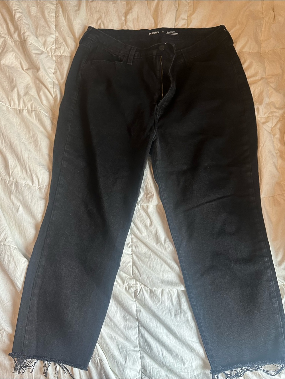 Old Navy Black Raw Hem Straight Jeans